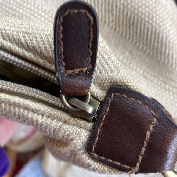 Rosetti Small Beige Tan Purse With Brown Leather Strap (34” strap) And Accents - Picture 5 of 16